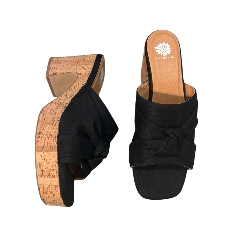 Like New Yellow Box “Ordo” Black Platform Slide Sandals – Size 9.5 - Picture 2 of 9